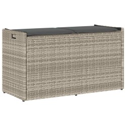 Banc de rangement extérieur coussin gris clair 100 cm polyrotin 