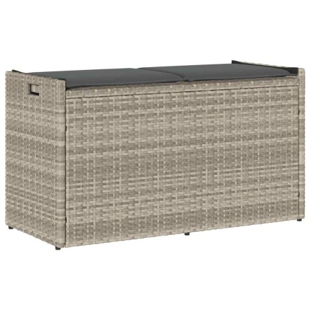 Banc de rangement extérieur coussin gris clair 100 cm polyrotin 