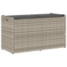 Banc de rangement extérieur coussin gris clair 100 cm polyrotin 