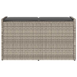 Banc de rangement extérieur coussin gris clair 100 cm polyrotin 