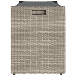 Banc de rangement extérieur coussin gris clair 100 cm polyrotin 