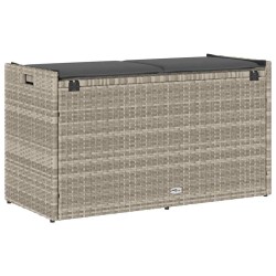 Banc de rangement extérieur coussin gris clair 100 cm polyrotin 