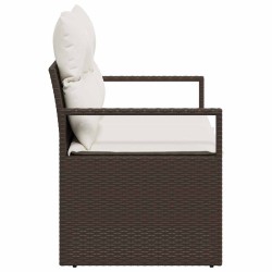 Canapé de jardin 2 places avec coussins en poly rotin marron 