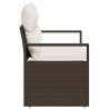 Canapé de jardin 2 places avec coussins en poly rotin marron 