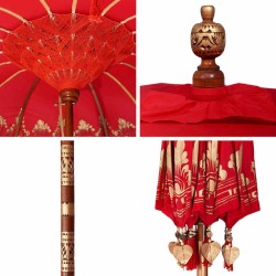 Parasol Autre Rouge x 250 cm Coton et bois massif 