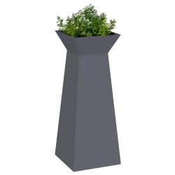 Jardinières sur pilier , 2 pièces avec bol anthracite, dimensions 40x40x100 cm en acier. 