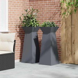 Jardinières sur pilier , 2 pièces avec bol anthracite, dimensions 40x40x100 cm en acier. 