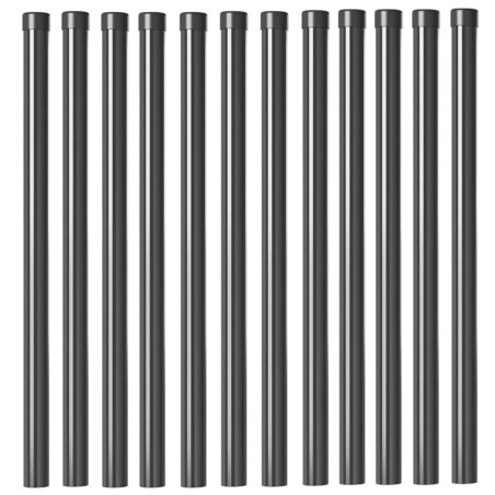 Poteaux de clôture 12 pcs Gris 50 cm Acier peint par poudre 