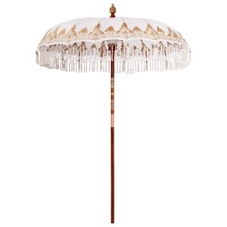 Parasol Crème x 250 cm Coton et bois massif 