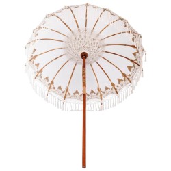 Parasol Crème x 250 cm Coton et bois massif 