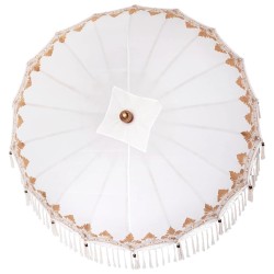 Parasol Crème x 250 cm Coton et bois massif 
