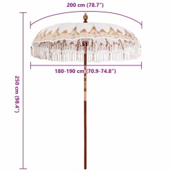 Parasol Crème x 250 cm Coton et bois massif 