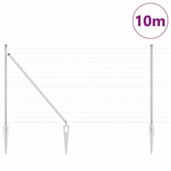 Clôture Euro avec 7 poteaux pointus, 1 x 10 m en acier galvanisé 