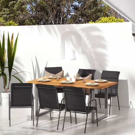 Chaises de jardin lot de 6 Acier et textilène Noir 