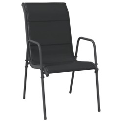 Chaises de jardin lot de 6 Acier et textilène Noir 