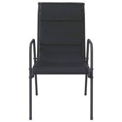 Chaises de jardin lot de 6 Acier et textilène Noir 