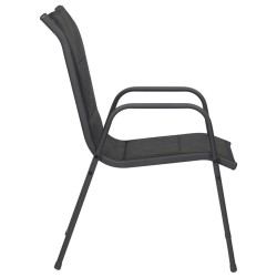 Chaises de jardin lot de 6 Acier et textilène Noir 