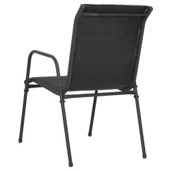 Chaises de jardin lot de 6 Acier et textilène Noir 