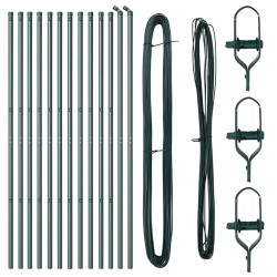 Ensemble de poteaux de clôture 13 pcs Vert Ø32mm 210 cm Acier 
