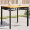 Table de jardin noir 80x80x75 cm résine tressée et bois acacia 