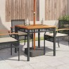 Table de jardin noir 80x80x75 cm résine tressée et bois acacia 