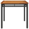 Table de jardin noir 80x80x75 cm résine tressée et bois acacia 