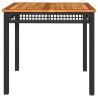 Table de jardin noir 80x80x75 cm résine tressée et bois acacia 