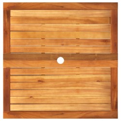 Table de jardin noir 80x80x75 cm résine tressée et bois acacia 
