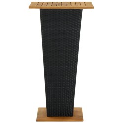 Table de bar Noir 60x60x110 cm Résine tressée et bois d'acacia 