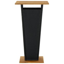 Table de bar Noir 60x60x110 cm Résine tressée et bois d'acacia 