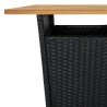 Table de bar Noir 60x60x110 cm Résine tressée et bois d'acacia 