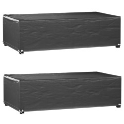 Housses salon de jardin 2pcs 8œillets 125x70x35cm rectangulaire 