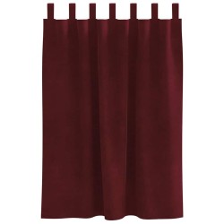 Rideaux occultants avec boucles de suspension 2 pcs Velours bordeaux 