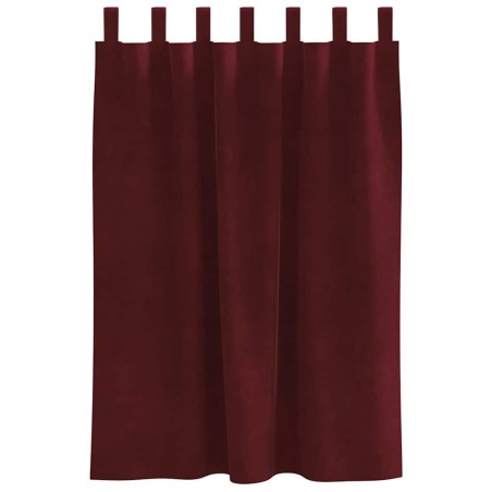 Rideaux occultants avec boucles de suspension 2 pcs Velours bordeaux 