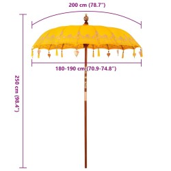 Parasol Autre Jaune x 250 cm Coton et bois massif 