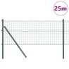 Clôture Euro de avec 13 poteaux, 0,8 x 25 m, en acier galvanisé vert 