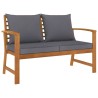 Banc de jardin 120cm et coussin gris foncé Bois solide d'acacia 