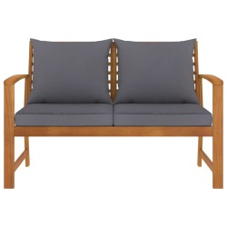 Banc de jardin 120cm et coussin gris foncé Bois solide d'acacia 