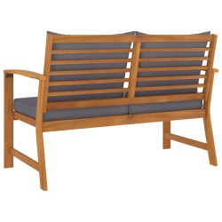 Banc de jardin 120cm et coussin gris foncé Bois solide d'acacia 