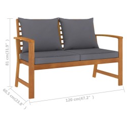 Banc de jardin 120cm et coussin gris foncé Bois solide d'acacia 