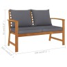 Banc de jardin 120cm et coussin gris foncé Bois solide d'acacia 