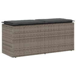Banc de jardin avec coussin gris 110x40x44 cm résine tressée 