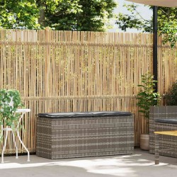 Banc de jardin avec coussin gris 110x40x44 cm résine tressée 