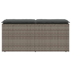 Banc de jardin avec coussin gris 110x40x44 cm résine tressée 