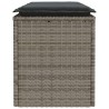 Banc de jardin avec coussin gris 110x40x44 cm résine tressée 