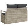 Sofa de jardin 2 places avec coussins en poly rattan gris 
