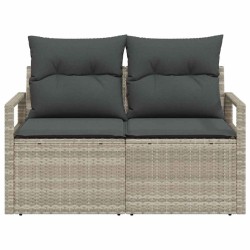Sofa de jardin 2 places avec coussins en poly rattan gris 