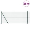 Set de Poteaux de Clôture Ensemble de 2 Vert Acier, PVC 25 x 1 m 