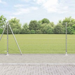 Clôture en fil soudé avec 7 poteaux flasques 1.2x10 m Acier galvanisé 