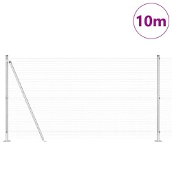 Clôture en fil soudé avec 7 poteaux flasques 1.2x10 m Acier galvanisé 